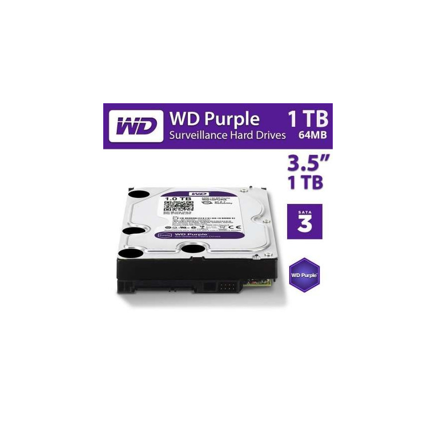 Wd Purple HDD 3,5" 1 To 64 Mo Serial Ata 6Gb/s (WD10PURX)