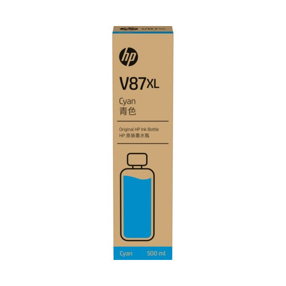 HP V87XL 500ml Cyan Bottled Ink Crtg pour T858 T908 (7FN95A)