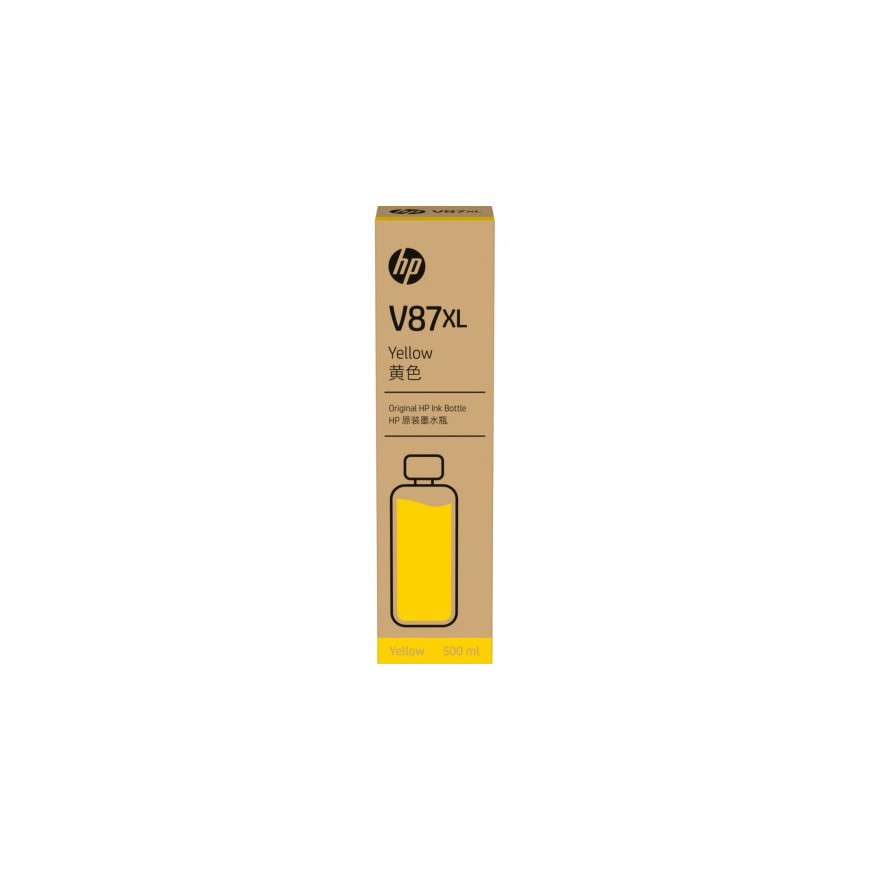 HP V87XL 500ml Yellow Bottled Ink Crtg pour T858 T908 (7FN96A)