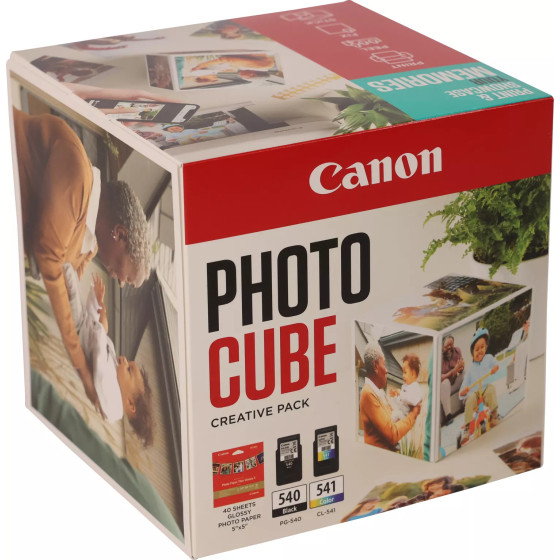 Coffret Canon Photo Cube avec cartouches d'encre PG-540 et CL-541 et papier photo glacé Extra II PP-201 13 × 13 cm (40 feuilles)