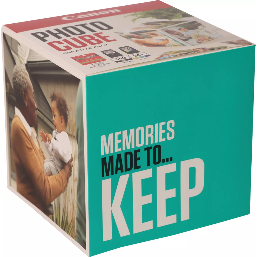 Coffret Canon Photo Cube avec cartouches d'encre PG-540 et CL-541 et papier photo glacé Extra II PP-201 13 × 13 cm (40 feuilles)