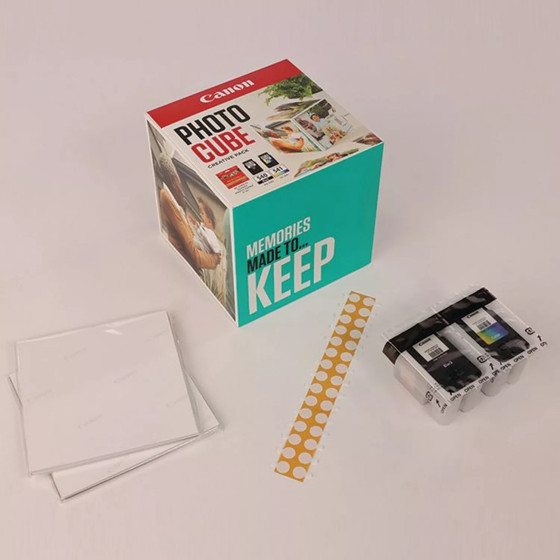 Coffret Canon Photo Cube avec cartouches d'encre PG-540 et CL-541 et papier photo glacé Extra II PP-201 13 × 13 cm (40 feuilles)