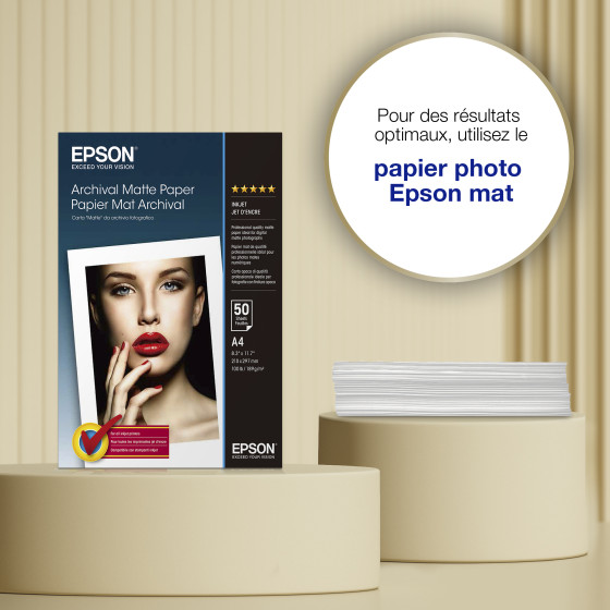 Epson Archival Matte Paper A4 – Papier photo mat professionnel 189 g/m2 (C13S041342)