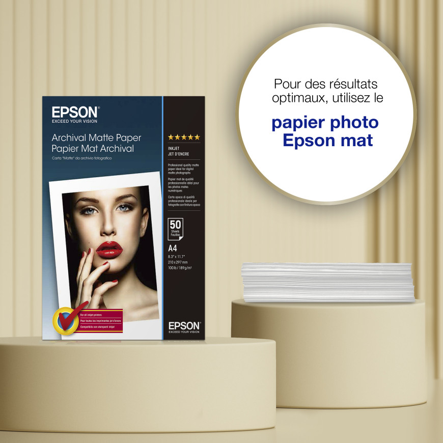 Epson Archival Matte Paper A4 – Papier photo mat professionnel 189 g/m2 (C13S041342)