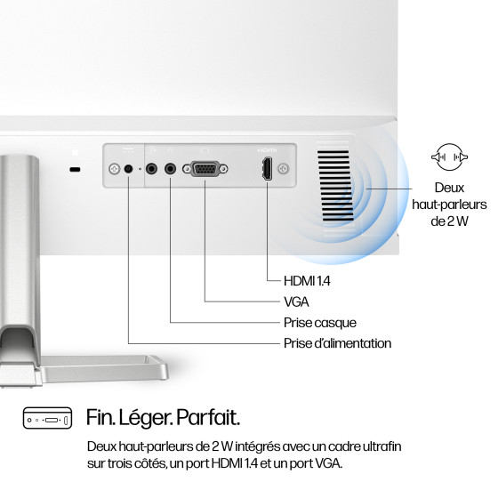 Écran HP Series 5 524sa 23.8" FHD - Haut-parleurs intégrés