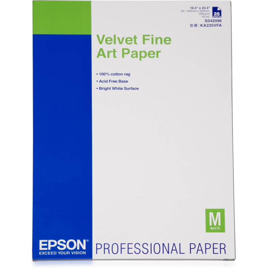 Epson Pap d'Art Velvet 260g 25f. A2 – Papier artistique en feuilles (C13S042096)