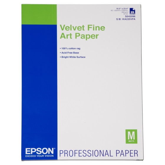 Epson Pap d'Art Velvet 260g 25f. A2 – Papier artistique en feuilles (C13S042096)