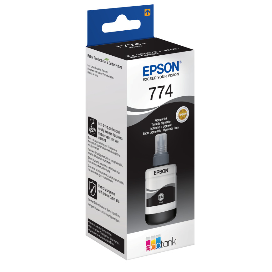 Bouteille d’encre Epson 774 – pigmentaire noire EcoTank (C13T774140)