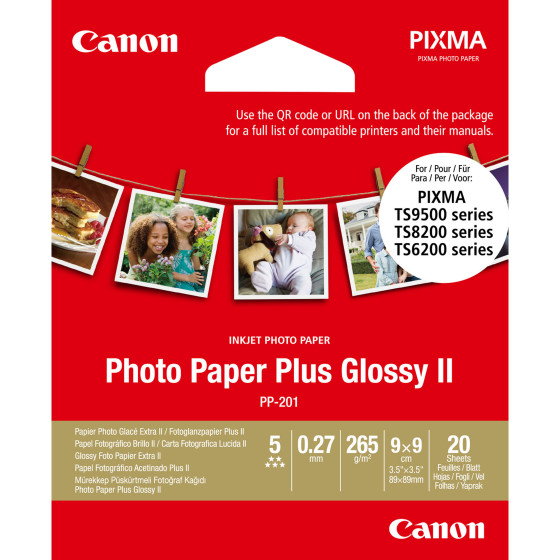 Papier photo glacé Extra II Canon PP-201 8,8 × 8,8 cm - 20 feuilles