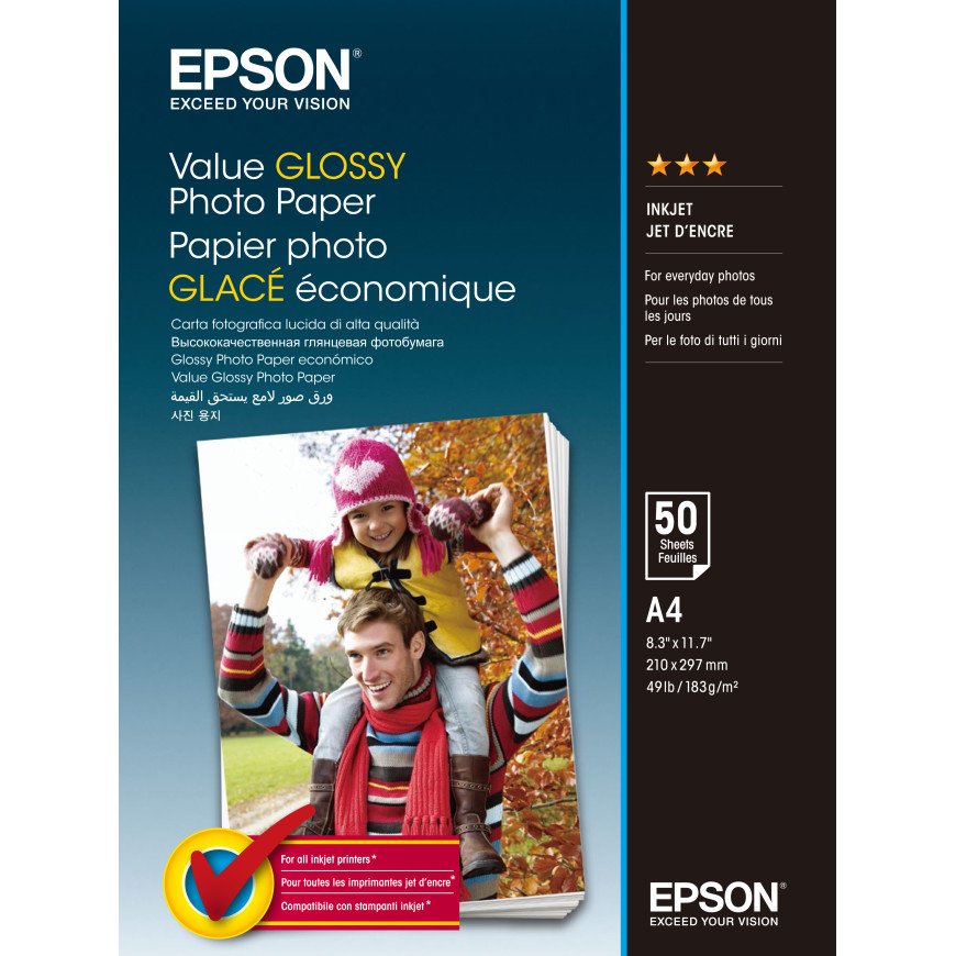 Epson Value Glossy Photo Paper - A4 - Papier photo glacé économique (C13S400035)