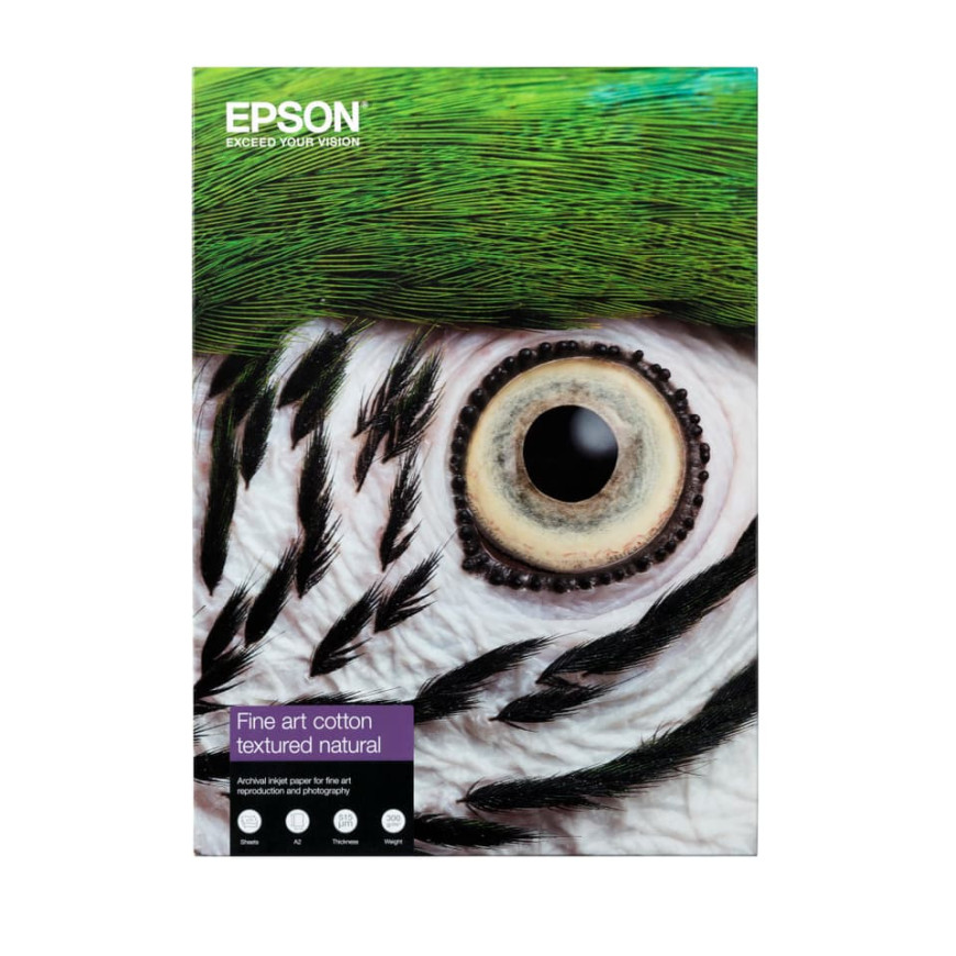 Epson Fine Art Cotton Textured Natural II A2 – Papier d’art 100 % coton (C13S450283NQ)