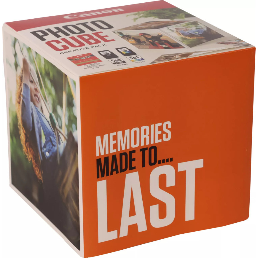 Coffret Canon Photo Cube, avec cartouches d'encre PG-560 et CL-561 et papier photo glacé Extra II PP-201 13 × 13 cm (40 feuilles