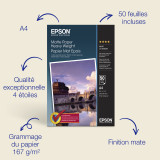 Epson Papier photo A4 mat 167 g/m2, 50 feuilles (C13S041256)