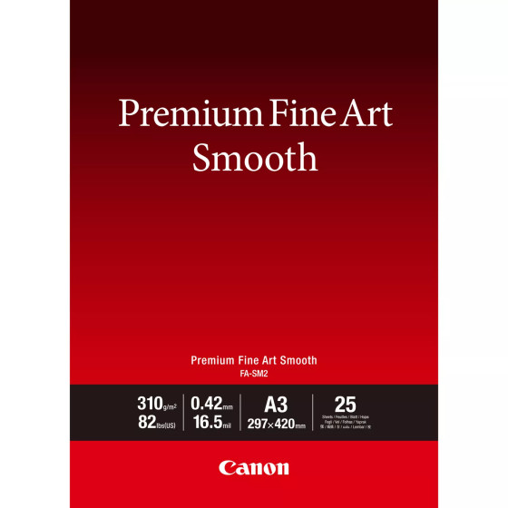 Papier A3 beaux-arts lisse Premium Canon FA-SM2 - 25 feuilles