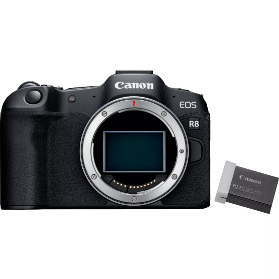 Appareil photo hybride Canon EOS R8 + batterie de rechange