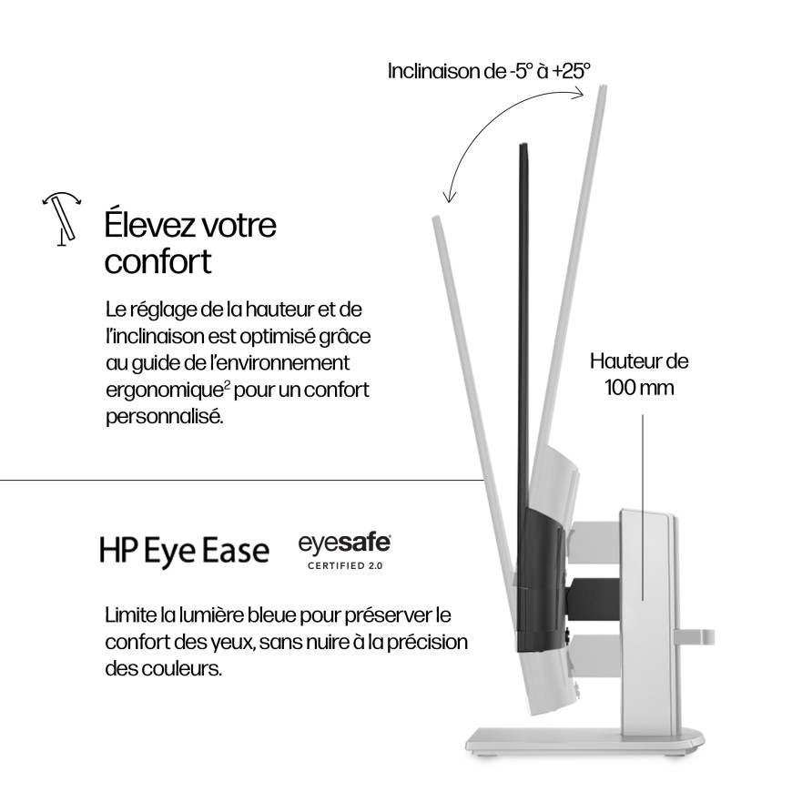 Écran Full HD réglable en hauteur 27 pouces HP Série 5 - 527sh