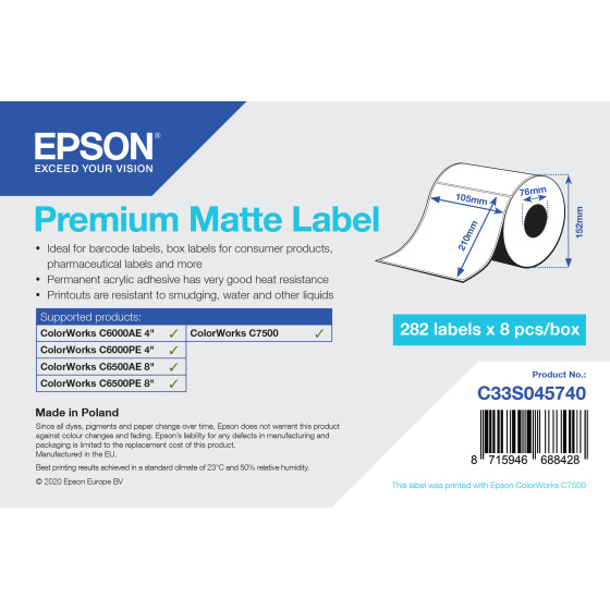 Epson Premium Matte Label - Étiquettes die-cut en rouleau (C33S045740)