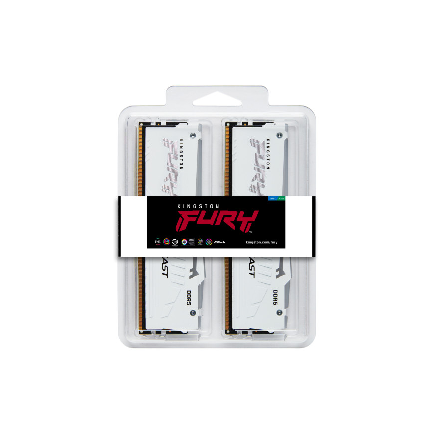 Kingston FURY Beast RGB 32 Go (2 x 16 Go) DDR5 6800 MHz CL34 - Blanc