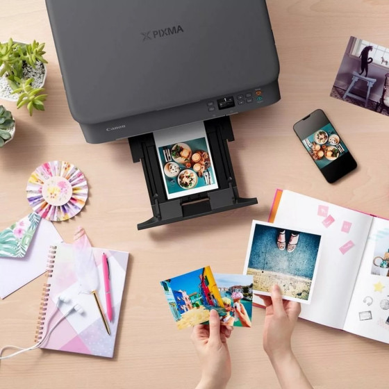 Imprimante photo jet d'encre couleur 3-en1 sans fil Canon PIXMA TS5350i, noire