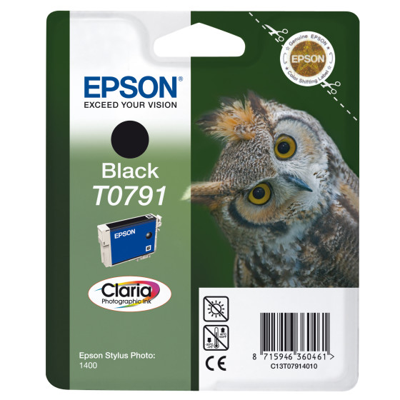 Cartouche Epson T0791 – "Chouette" d'encre Claria (C13T07914010)