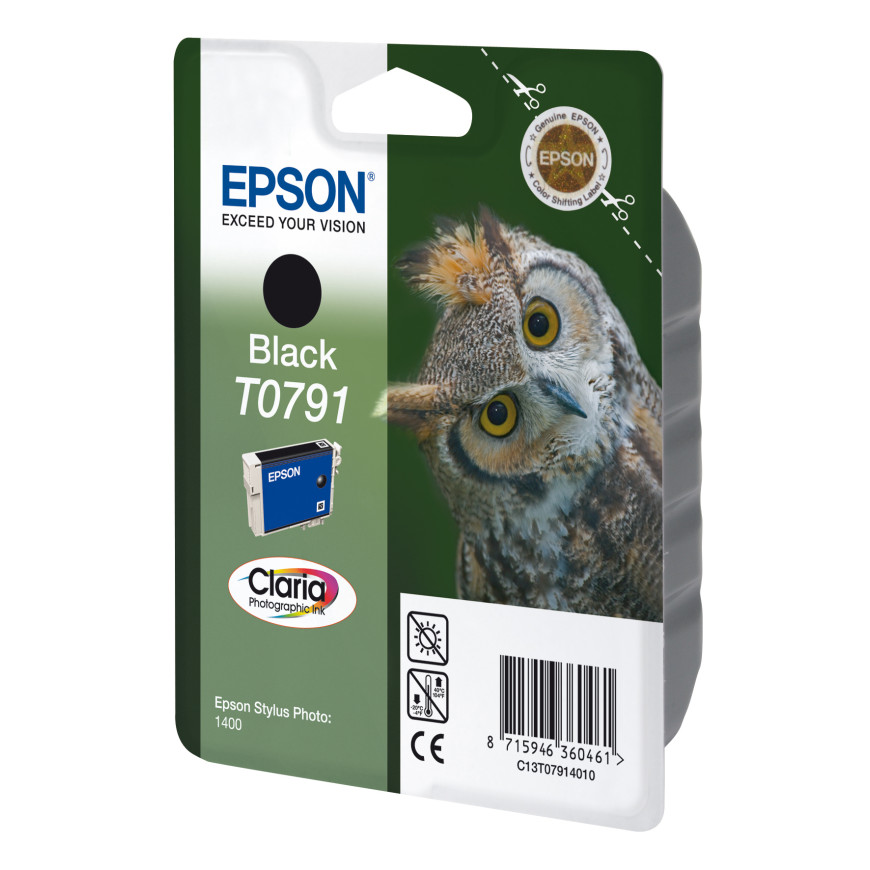 Cartouche Epson T0791 – "Chouette" d'encre Claria (C13T07914010)