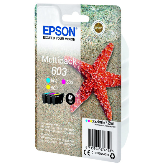 Epson 603 – Multipack d'encres 3 couleurs (C13T03U54020)