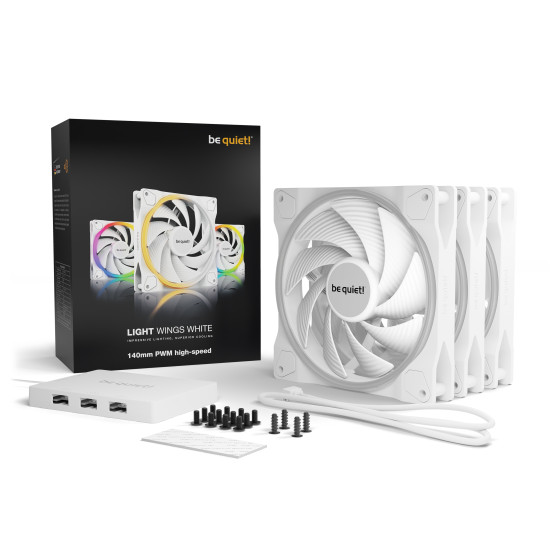 be quiet! Light Wings 140 mm PWM High Speed ARGB Triple Pack (blanc)