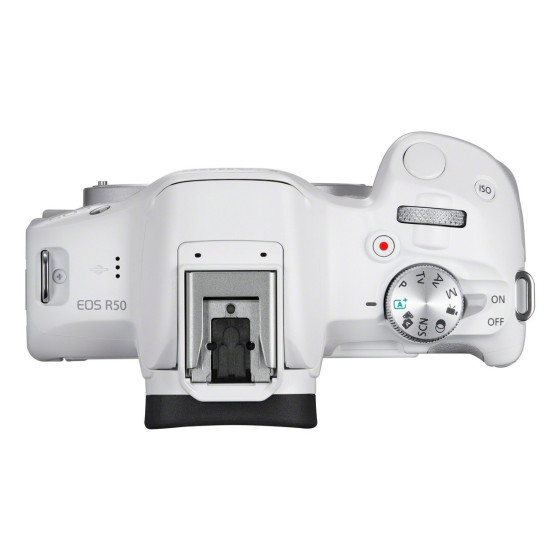 Appareil photo hybride Canon EOS R50, blanc + objectif RF-S 18-45mm F4.5-6.3 IS STM
