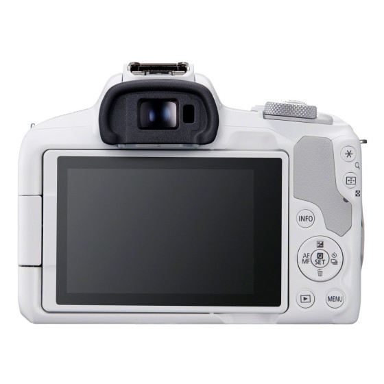 Appareil photo hybride Canon EOS R50, blanc + objectif RF-S 18-45mm F4.5-6.3 IS STM