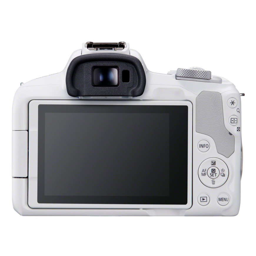 Appareil photo hybride Canon EOS R50, blanc + objectif RF-S 18-45mm F4.5-6.3 IS STM