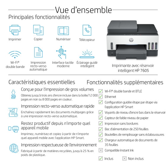 Imprimante Tout-en-un HP Smart Tank 7605