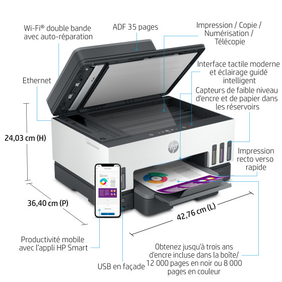 Imprimante Tout-en-un HP Smart Tank 7605