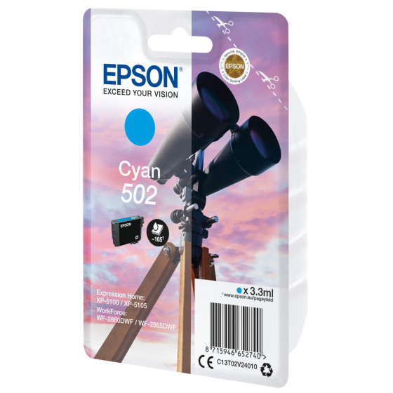Epson 502 – Encre cyan pour impressions vives (C13T02V24020)