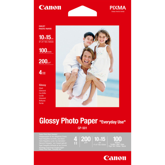 Papier photo brillant 4 × 6 po (10 × 15 cm) Canon GP-501 - 100 feuilles