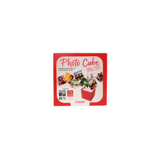 Coffret Canon Photo Cube incluant des cartouches d'encre PG-540 et CL-541 et du papier photo glacé Extra II PP-201 13 × 13 cm (4