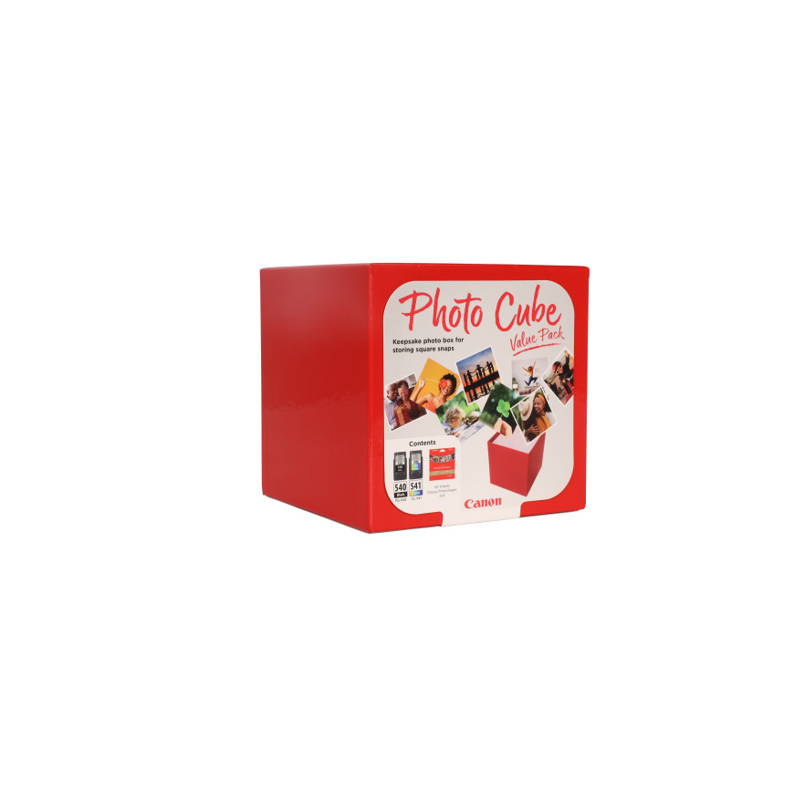 Coffret Canon Photo Cube incluant des cartouches d'encre PG-540 et CL-541 et du papier photo glacé Extra II PP-201 13 × 13 cm (4