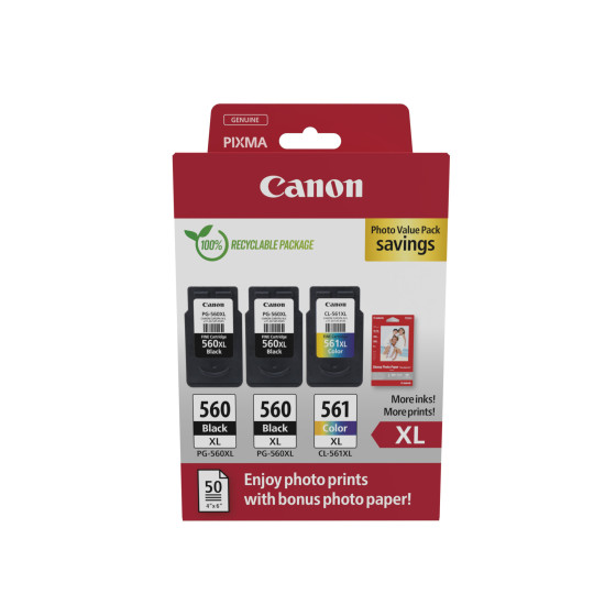 Paquet à prix réduit cartouches d'encre PG-560XL x2/CL-561XL + papier photo Canon