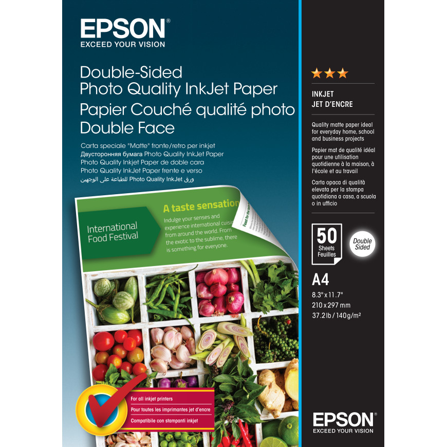 Epson Double-Sided Photo Quality Inkjet Paper A4 - Papier jet d'encre qualité photo (C13S400059)
