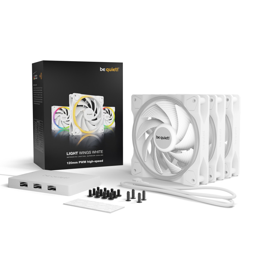 be quiet! Light Wings 120 mm PWM High Speed ARGB Triple Pack (blanc)