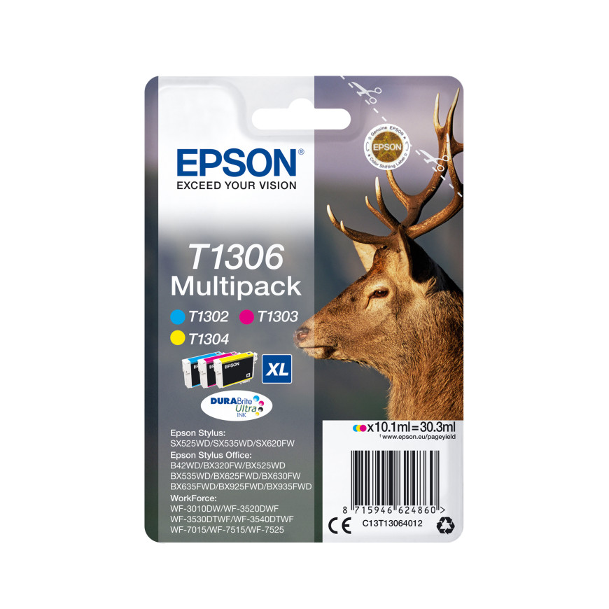 Epson T1306 – Encre DURABrite Ultra multipack 3 couleurs (C13T13064012)