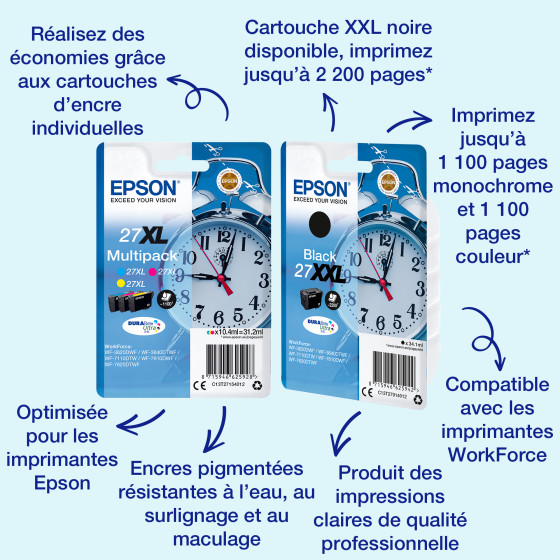 Cartouche d'encre Epson 27 DURABrite Ultra Ink – couleur cyan (C13T27024012)
