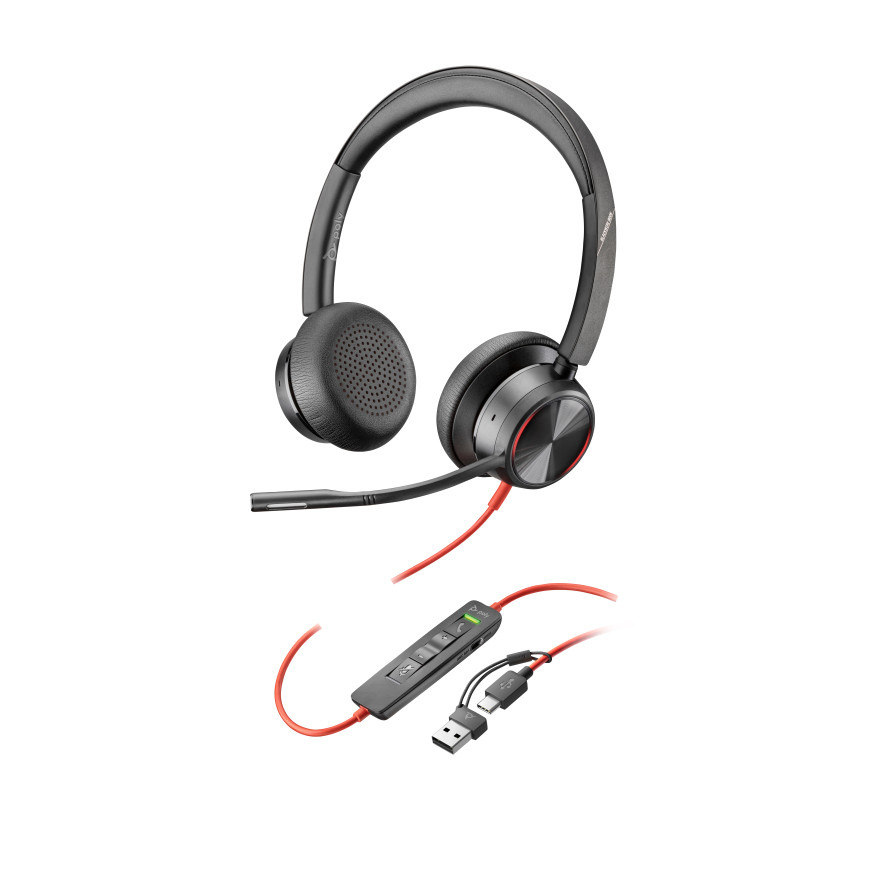 Micro-casque HP Poly Blackwire 8225 stéréo USB-C + adaptateur USB-C/A