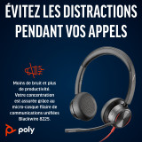 Micro-casque HP Poly Blackwire 8225 stéréo USB-C + adaptateur USB-C/A