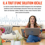 Micro-casque HP Poly Blackwire 8225 stéréo USB-C + adaptateur USB-C/A