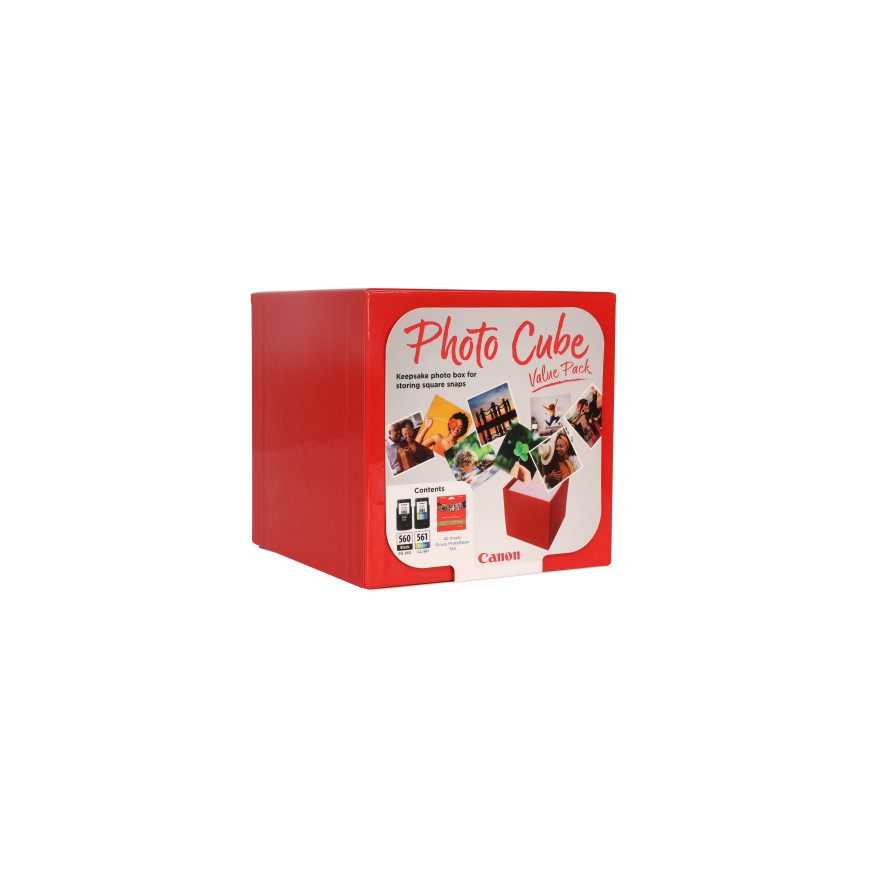 Coffret Canon Photo Cube incluant les cartouches d'encre PG-560 et CL-561 et du papier photo glacé Extra II PP-201 13 × 13 cm (4