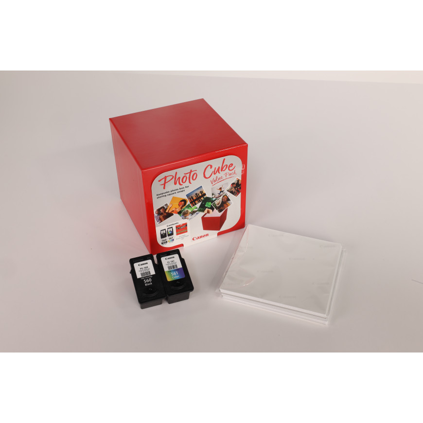 Coffret Canon Photo Cube incluant les cartouches d'encre PG-560 et CL-561 et du papier photo glacé Extra II PP-201 13 × 13 cm (4