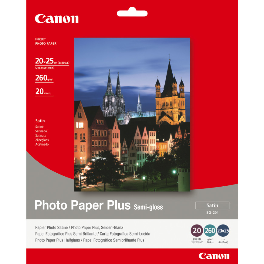 Papier photo semi-brillant extra Canon SG-201 8 × 10 po (20 × 25 cm) - 20 feuilles