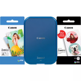 Imprimante photo couleur portable Canon Zoemini 2, bleu marine + papier photo ZINK™ 5 × 7,6 cm (20 feuilles) + papier autocollan