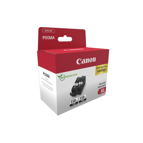 Cartouche d'encre noire à haut rendement Canon PGI-550XL (double pack)