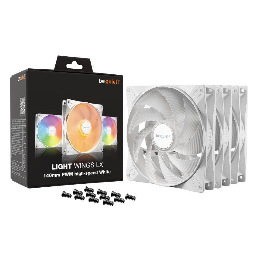 be quiet! Light Wings LX 140 mm PWM High Speed Triple Pack - Blanc
